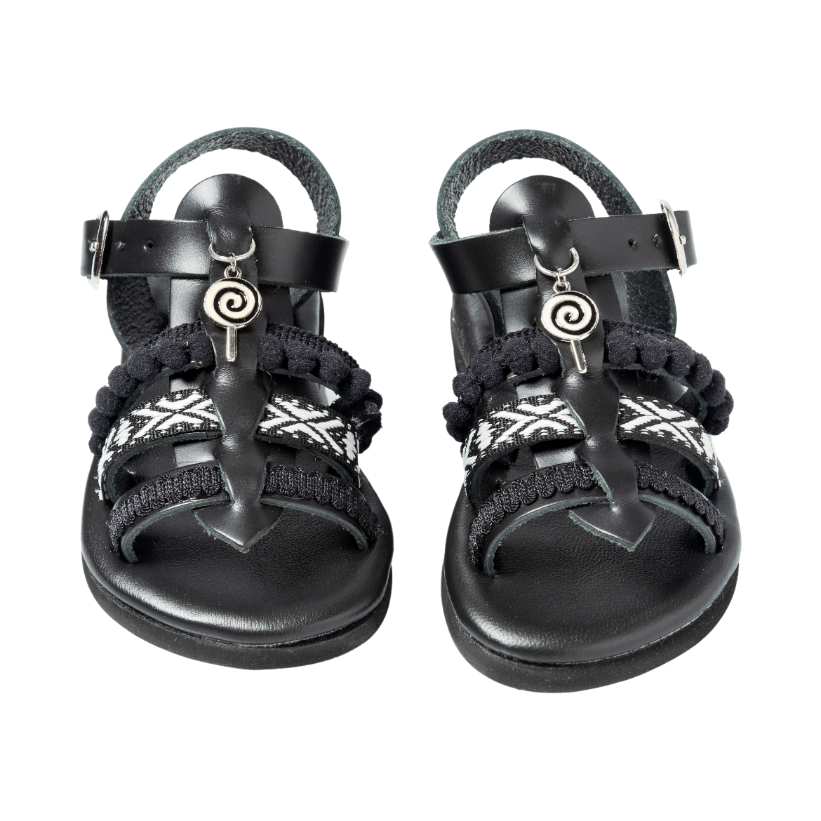 Picture of Handmade kids black leather  gladiator sandals No 20