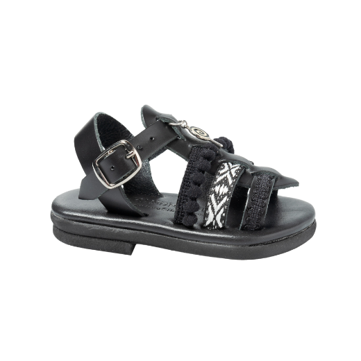 Picture of Handmade kids black leather  gladiator sandals No 20