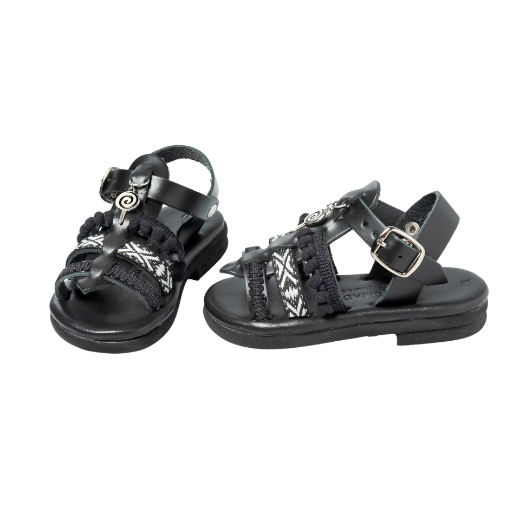 Picture of Handmade kids black leather  gladiator sandals No 20