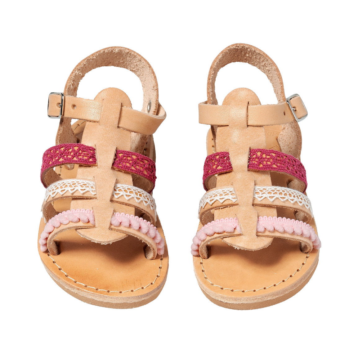 Picture of Pink handmade girls leather sandals No 20