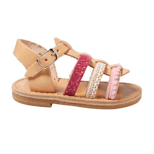 Picture of Pink handmade girls leather sandals No 20
