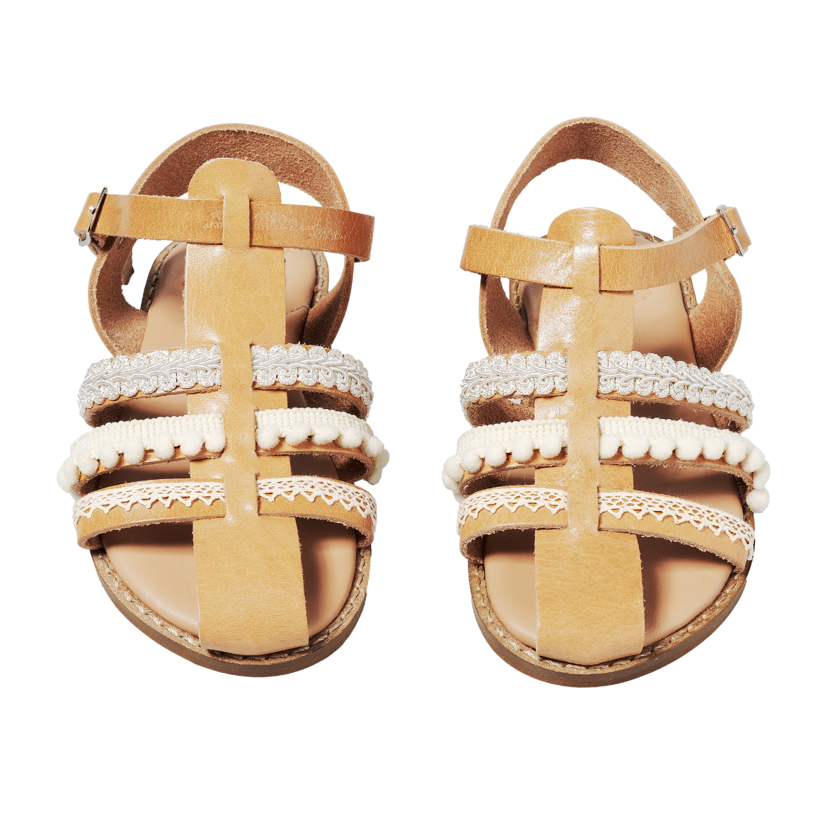 Picture of Handmade kids leather sandals soft sole ivory No 27