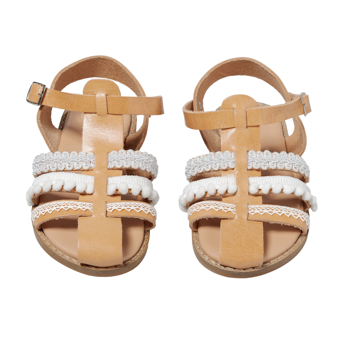 Picture of Handmade kids leather sandals soft sole white No 27