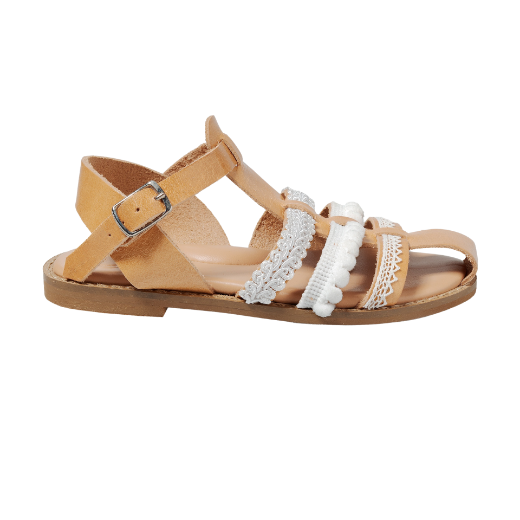 Picture of Handmade kids leather sandals soft sole white No 27