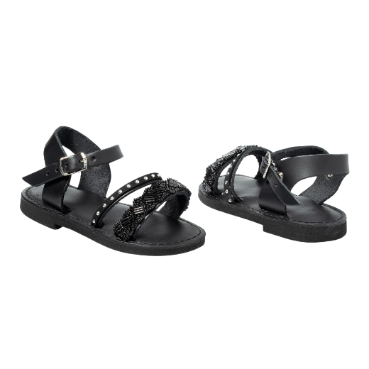 Picture of Handmade black leather  kids sandals soft sole No 22
