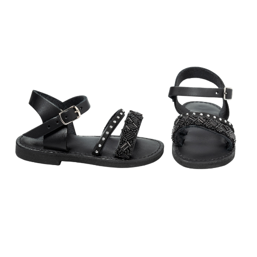 Picture of Handmade black leather  kids sandals soft sole No 22