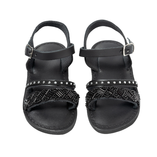 Picture of Handmade black leather  kids sandals soft sole No 22