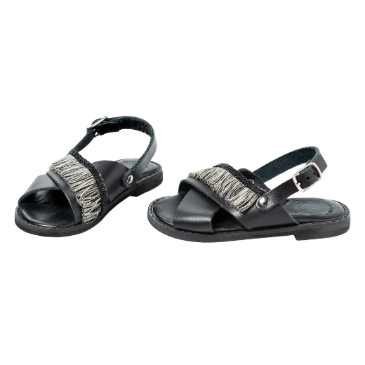 Picture of Handmade kids black leather sandals soft sole No 23