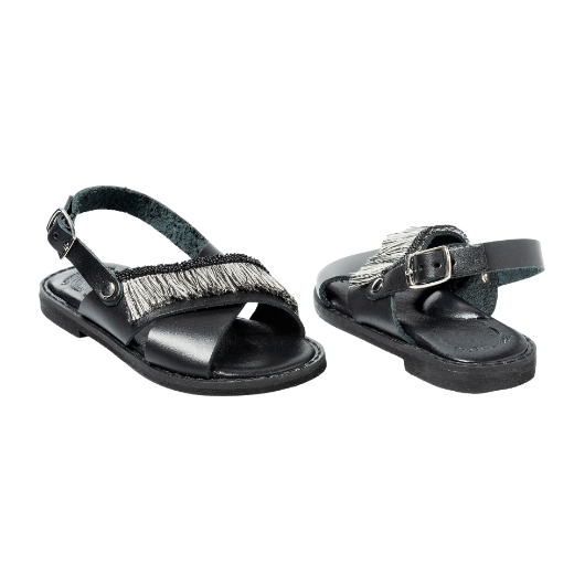 Picture of Handmade kids black leather sandals soft sole No 23
