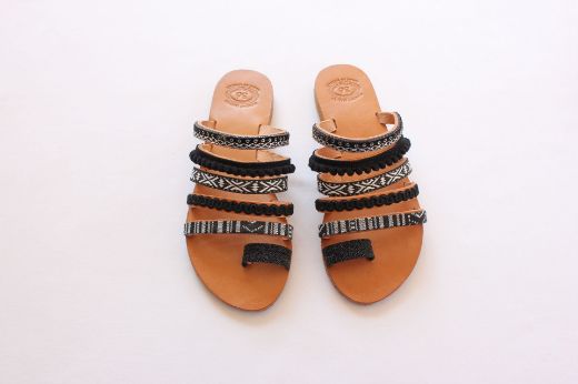 Picture of Woman leather sandals black and white No 36