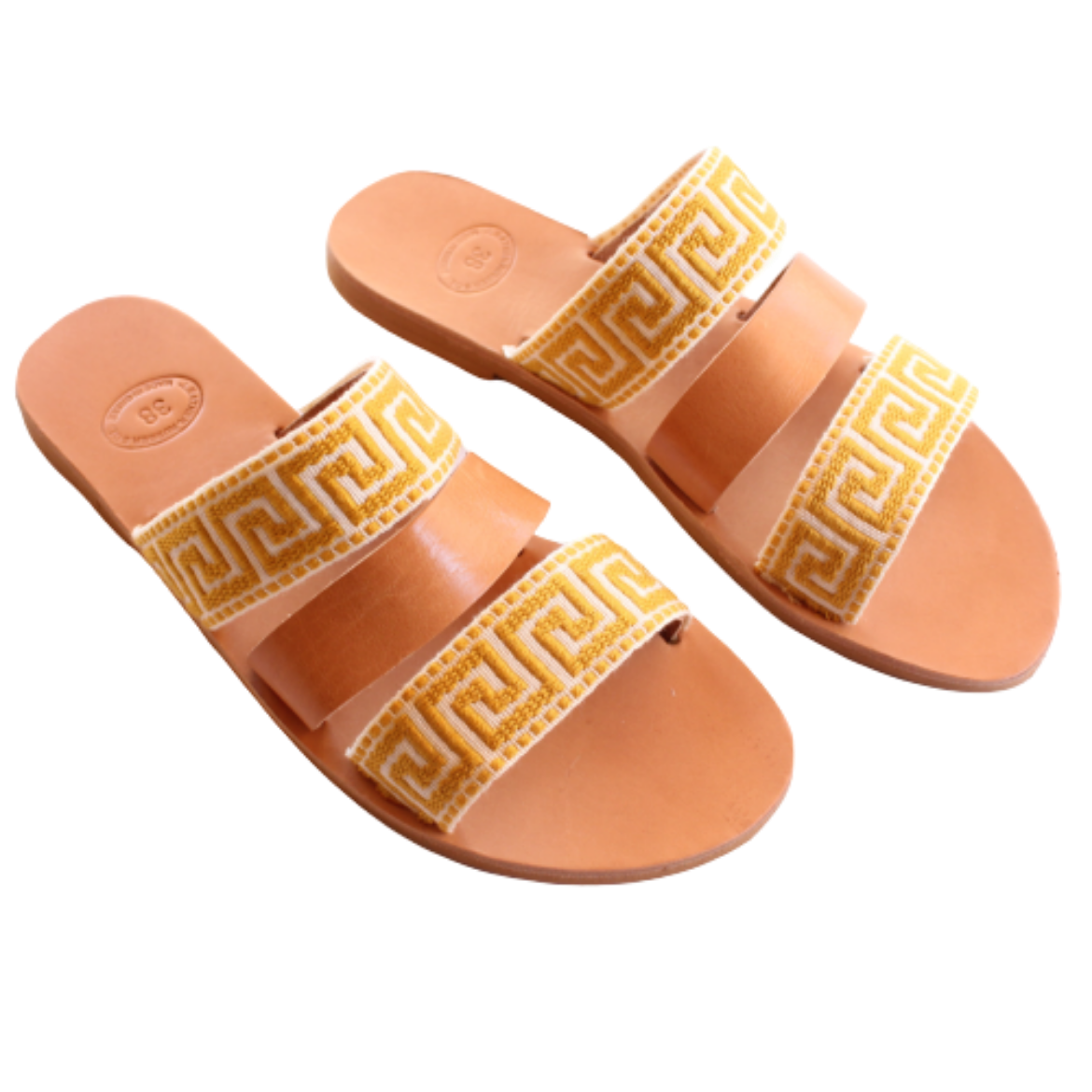 Picture of Handmade woman leather sandals beige No 38