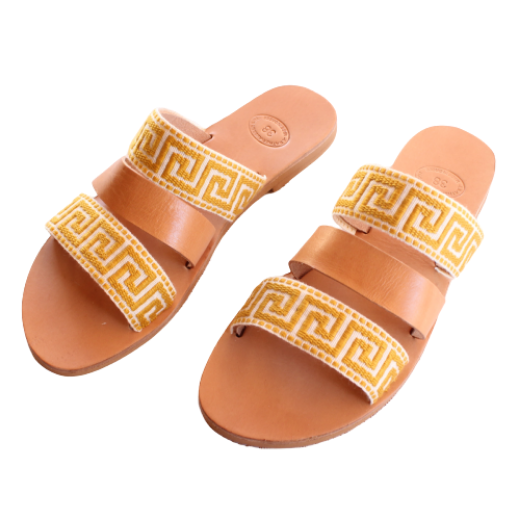 Picture of Handmade woman leather sandals beige No 38
