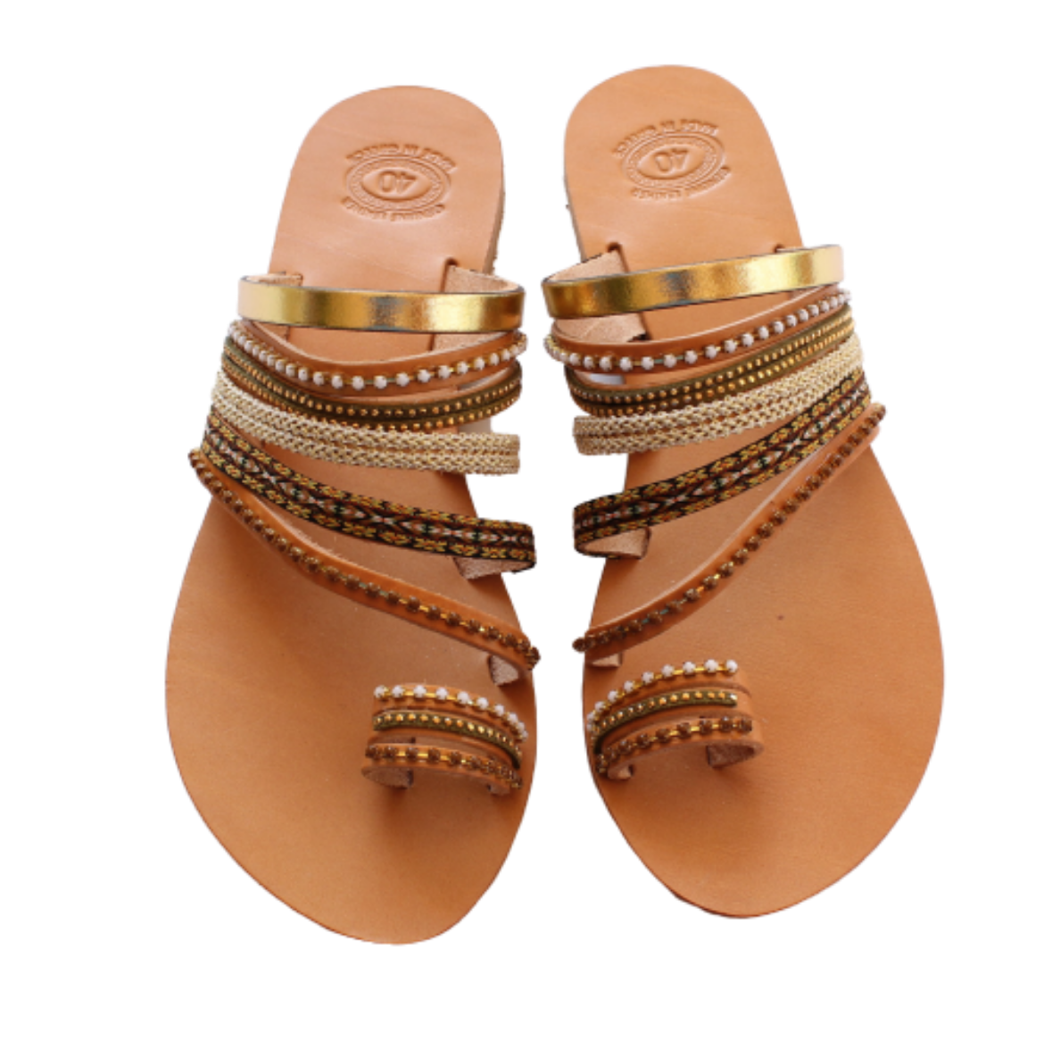 Picture of Handmade gold leather sandals for woman No 36, 38