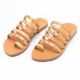 Picture of Handmade leather sandals for woman beige with studs No 38