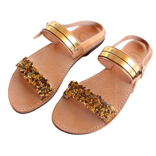 Picture of Handmade woman leather sandals gold No 38