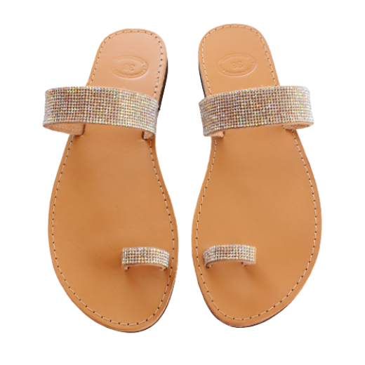 Picture of Handmade leather sandals for woman with rhinestones No 43