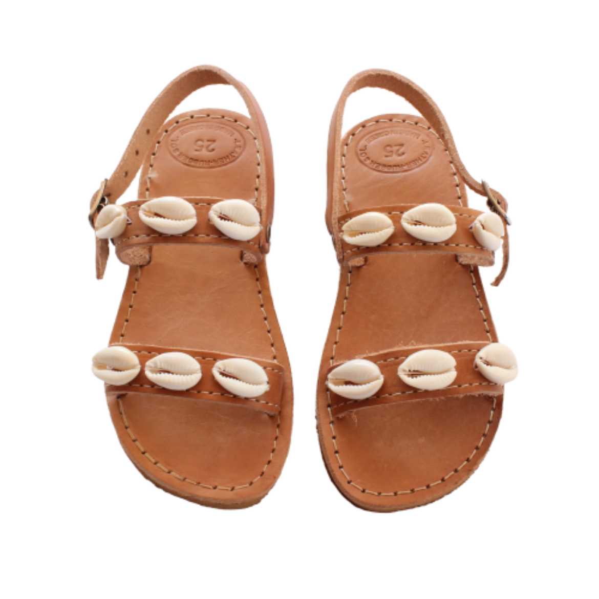 Picture of Handmade leather sandals for kids with seashells No 25