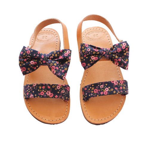 Picture of Handmade kids leather sandals with floral bow No 28