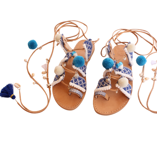 Picture of Handmade lace up leather sandals ethnic No 38