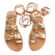 Picture of Handmade leather sandals gold with seashells No 38