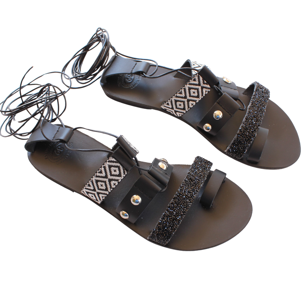 Picture of Handmade woman leather lace up sandals No 39