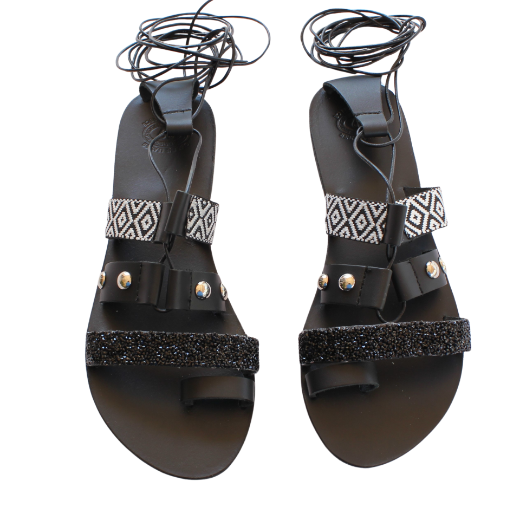 Picture of Handmade woman leather lace up sandals No 39