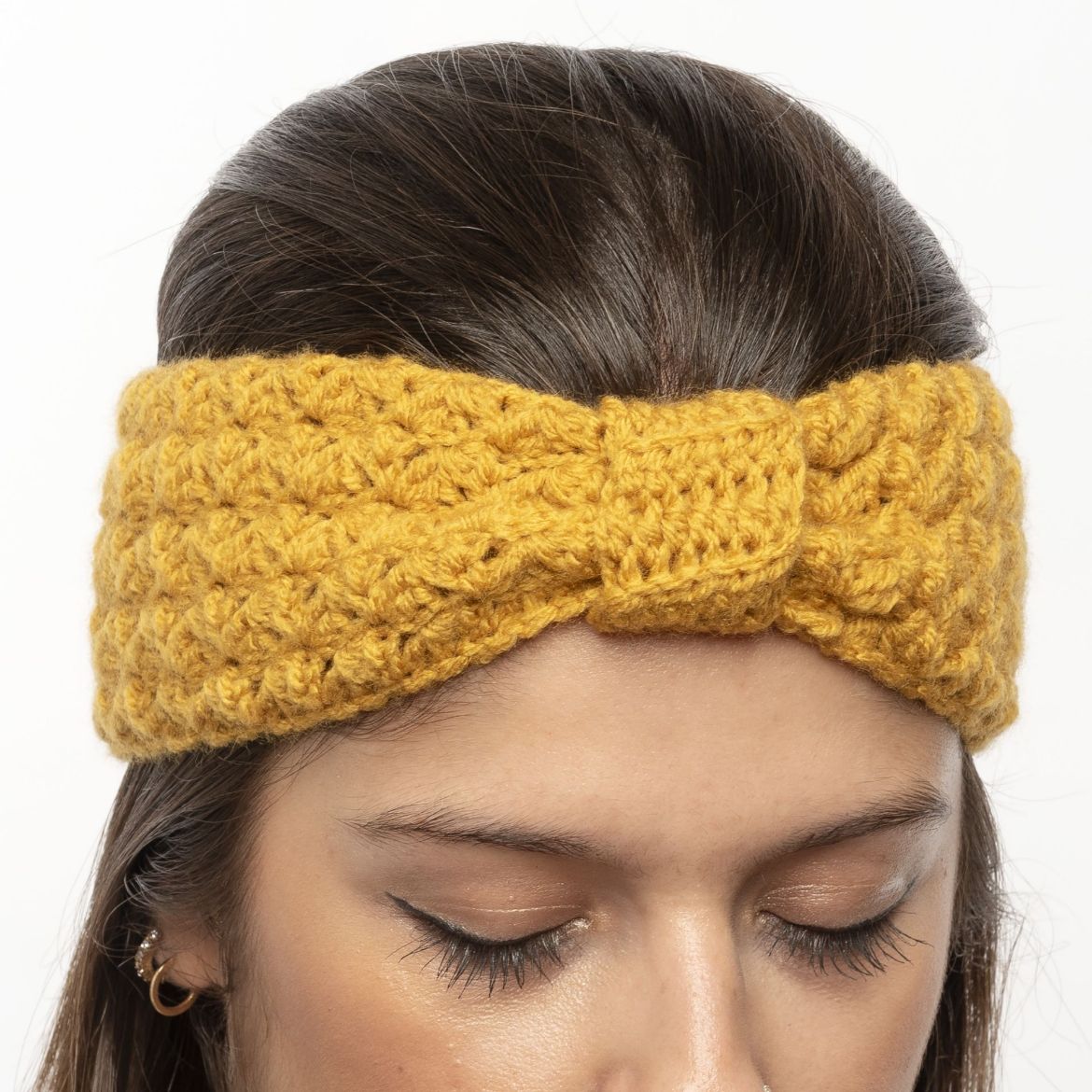 Εικόνα της Πλεκτή κορδέλα με δέσιμο μουσταρδί