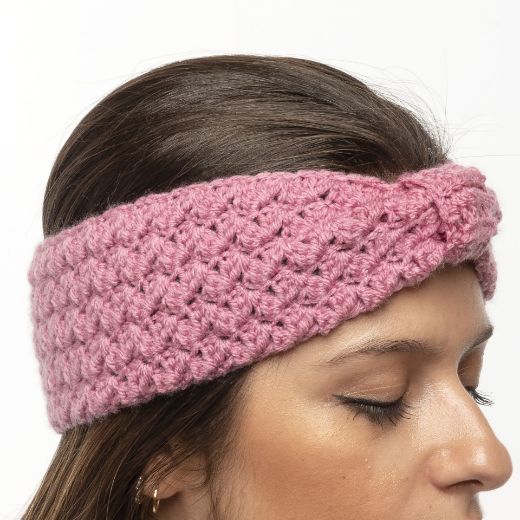 Picture of Handmade crochet headband with knotted front in pink