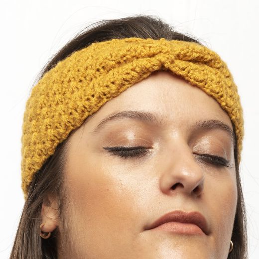 Picture of Handmade crochet headband with gathered front in mustard