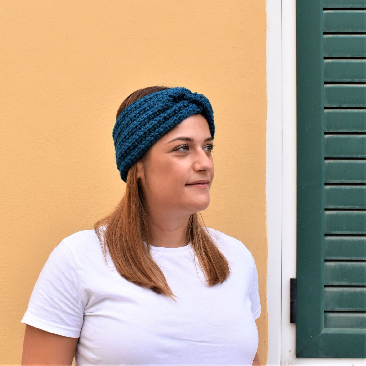 Picture of Handmade crochet twist headband in petrol