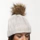Picture of Handmade crochet beanie white faux fur pom