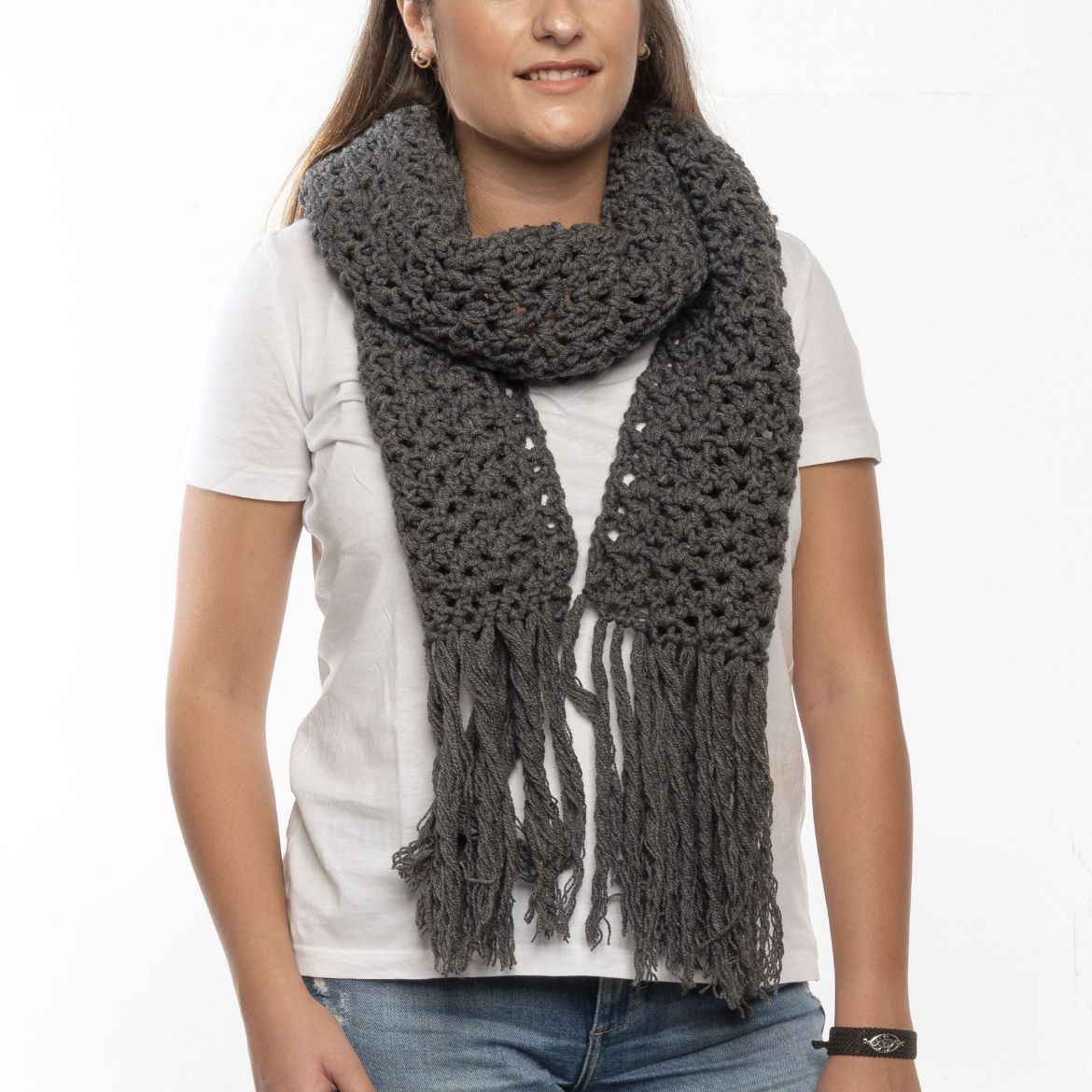 Picture of Crochet scarf  dark gray