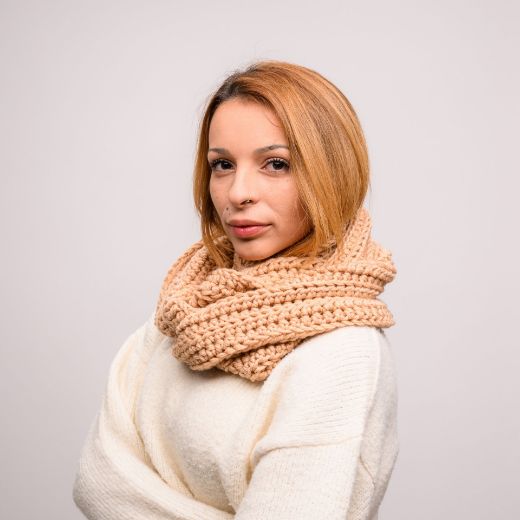 Picture of Handmade chunky crochet infinity scarf in beige