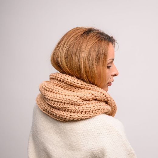 Picture of Handmade chunky crochet infinity scarf in beige