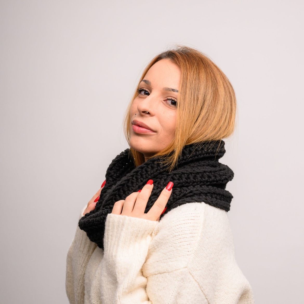 Picture of Handmade chunky crochet infinity scarf in black