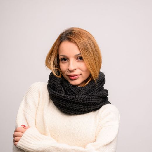Picture of Handmade chunky crochet infinity scarf in black