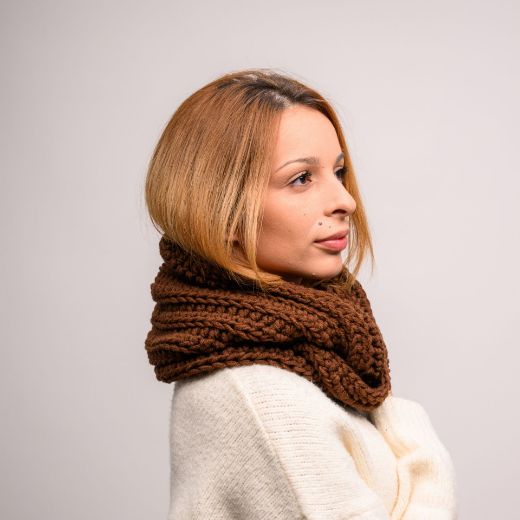 Picture of Handmade chunky crochet infinity scarf in brown