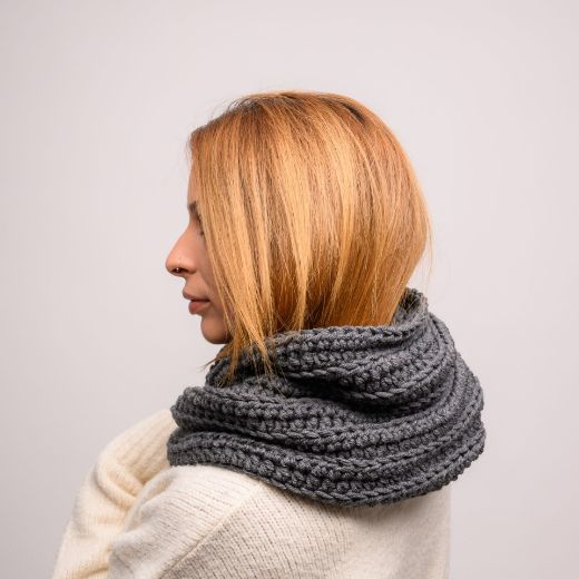 Picture of Handmade chunky crochet infinity scarf in dark gray