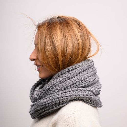 Picture of Handmade chunky crochet infinity scarf in gray