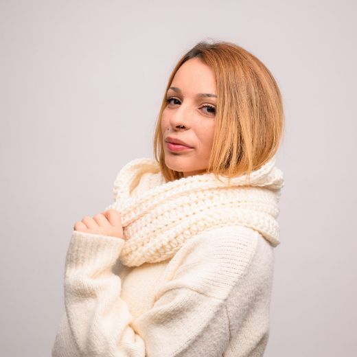 Picture of Handmade chunky crochet infinity scarf in ivory