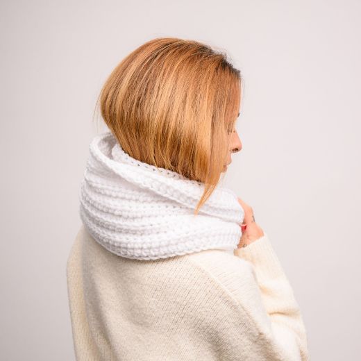 Picture of Handmade chunky crochet infinity scarf in white