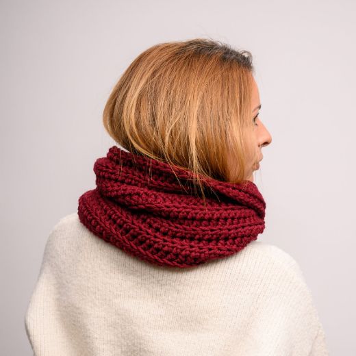 Picture of Handmade chunky crochet infinity scarf in burgundy