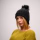 Picture of Crochet beanie black faux fur pom