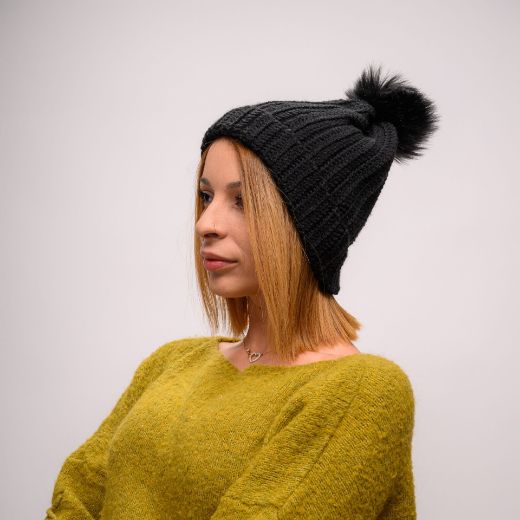 Εικόνα της Πλεκτός σκούφος μαύρος