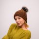 Picture of Crochet beanie brown faux fur pom