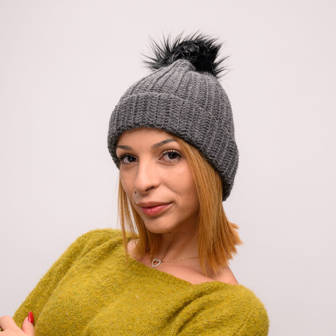 Εικόνα της Πλεκτός σκούφος σκούρο γκρί