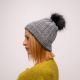 Picture of Crochet beanie gray faux fur pom
