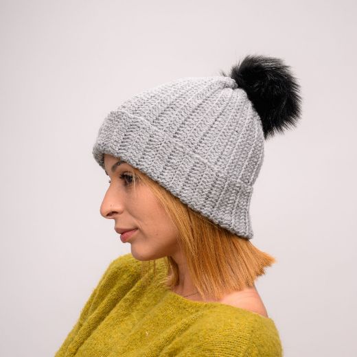 Εικόνα της Πλεκτός σκούφος ανοιχτό γκρί