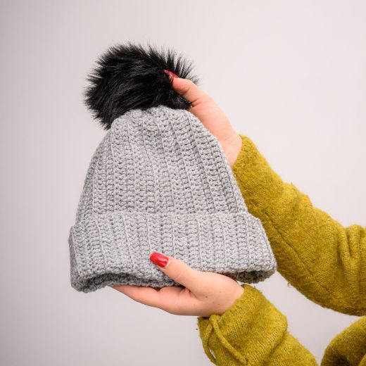 Εικόνα της Πλεκτός σκούφος ανοιχτό γκρί