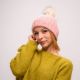 Picture of Crochet beanie pale pink faux fur pom